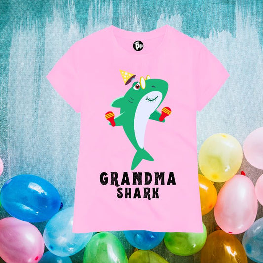 Shark Theme Birthday Tees - Grandma Shark - T Bhai