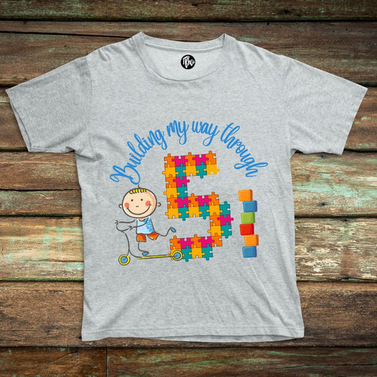 Building My Way Through 5 | 5th Birthday T-Shirt - T Bhai