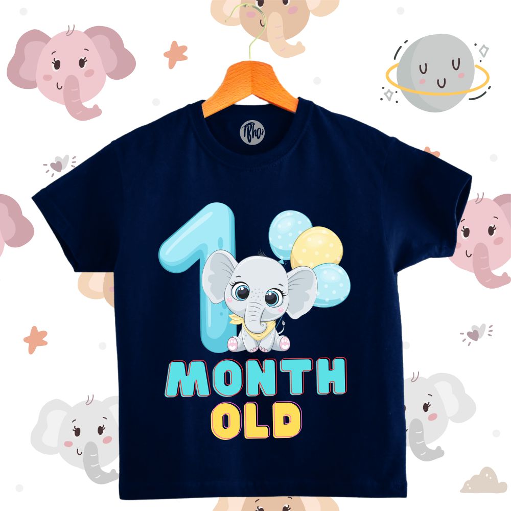 Udpakning ungdomskriminalitet lektie Cute Baby Elephant with Balloons | 0-3 Months Monthly Birthday T-Shirt – T  Bhai