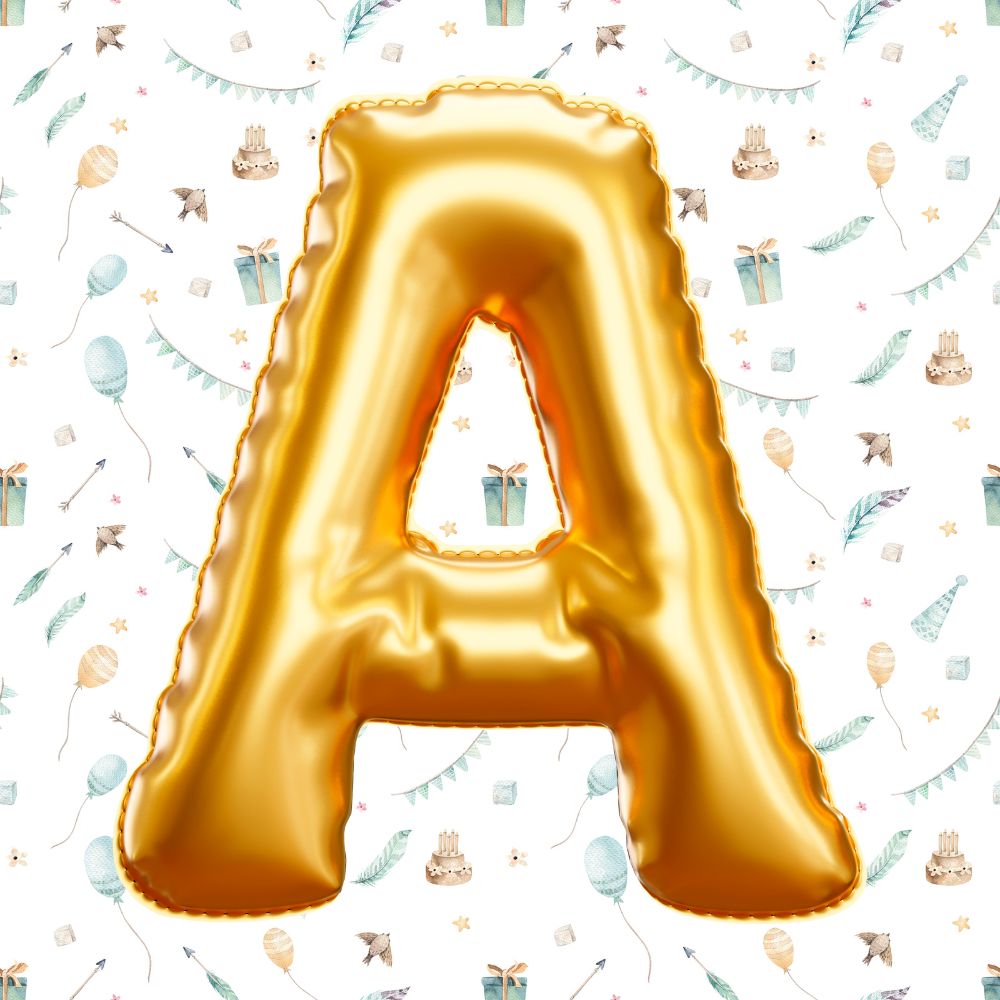 Gold Helium Foil Balloons Letters and Numbers - Letter U - 16 Inches 