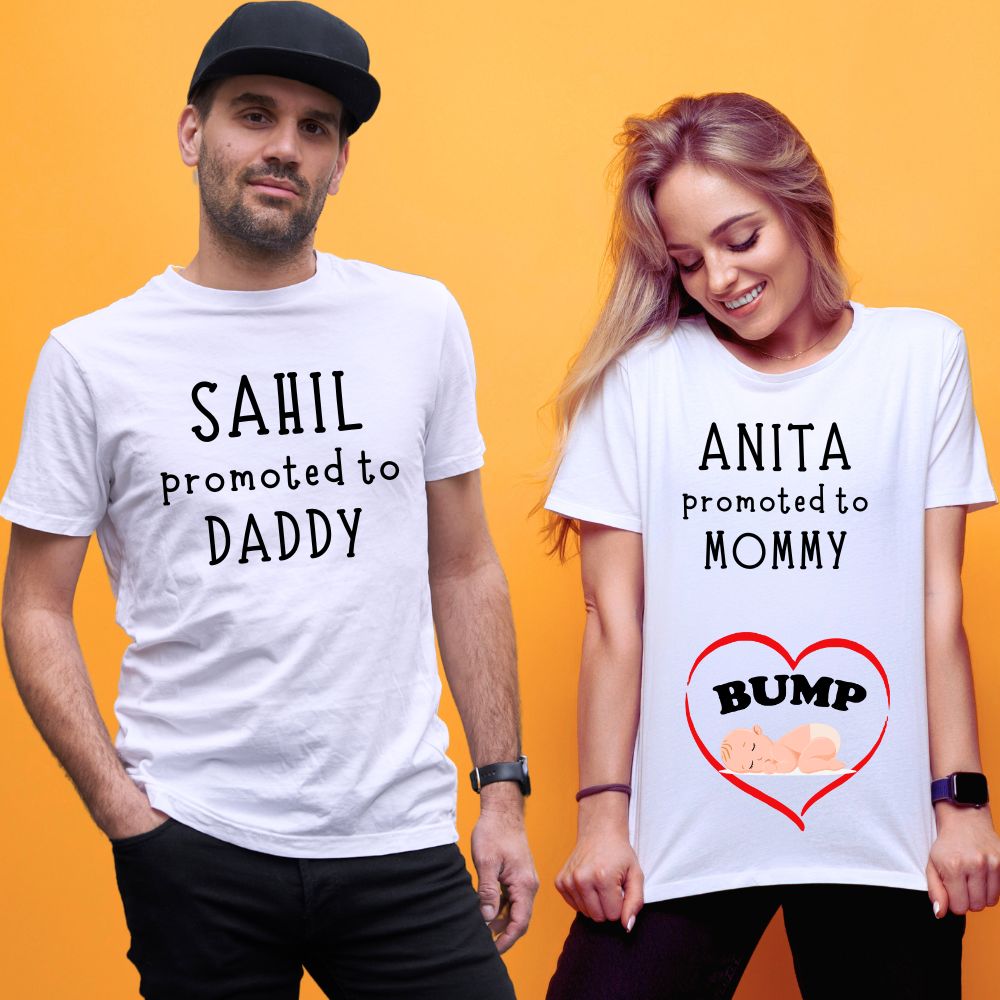 Promoted to Mommy & Promoted to Daddy Pregnancy Announcement T-Shirts – T  Bhai