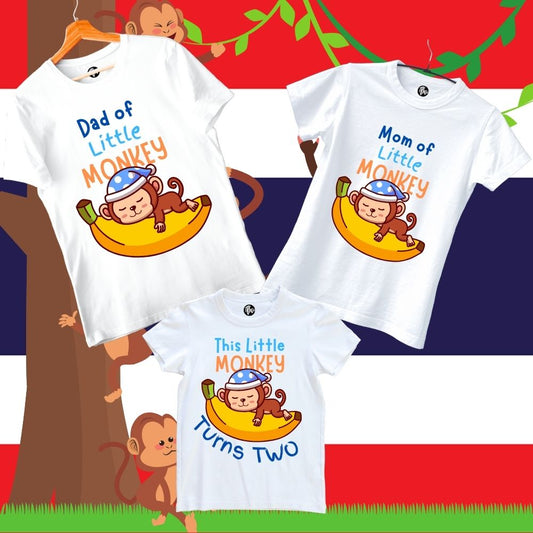 The Little Monkey Second Birthday Jungle Theme Family T-Shirts - T Bhai