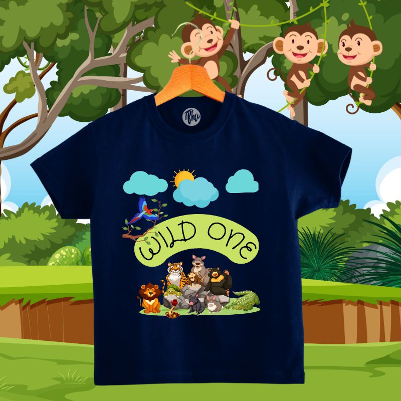 Wild One Jungle Theme First Birthday T Shirt for Babies T Bhai