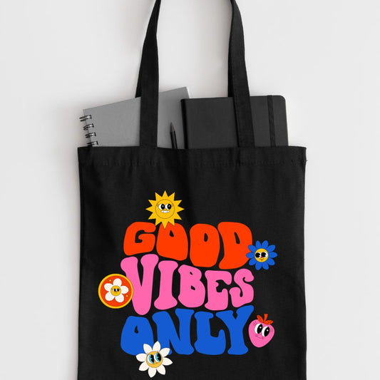 Good Vibes Only Tote Bag with Zipper - T Bhai