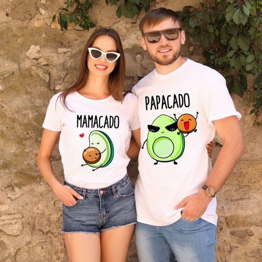 Mamacado and Papacado Baby Announcement Couple T-Shirts