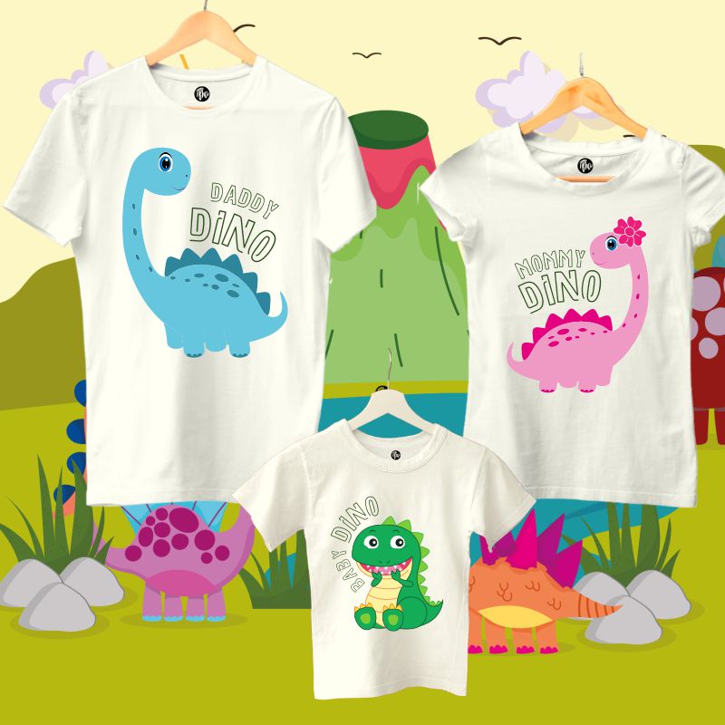 Daddy Mommy & Baby Dino Matching Family T-Shirts - T Bhai