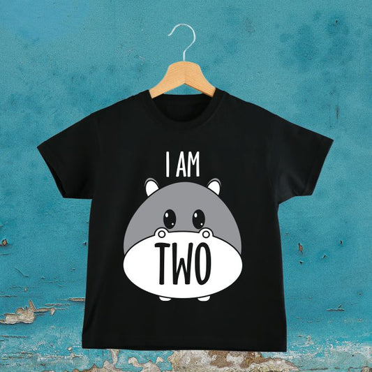 I am Two Second Birthday Hippo Theme 2nd Birthday T-Shirt for Kids - T Bhai