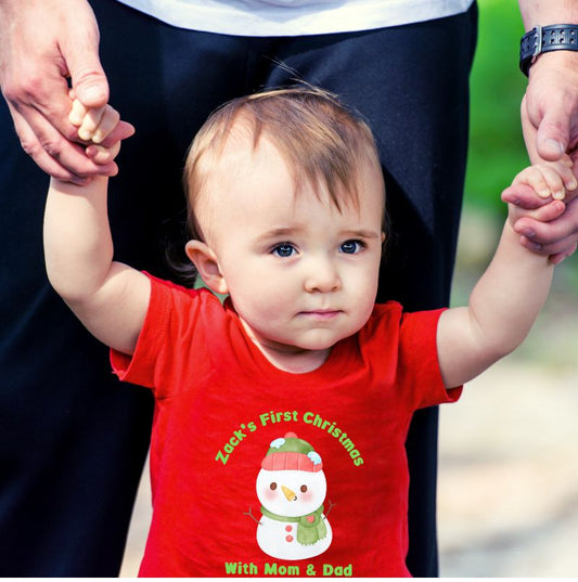 My First Christmas with Mom and Dad Personalized T-Shirt for Babies - T Bhai