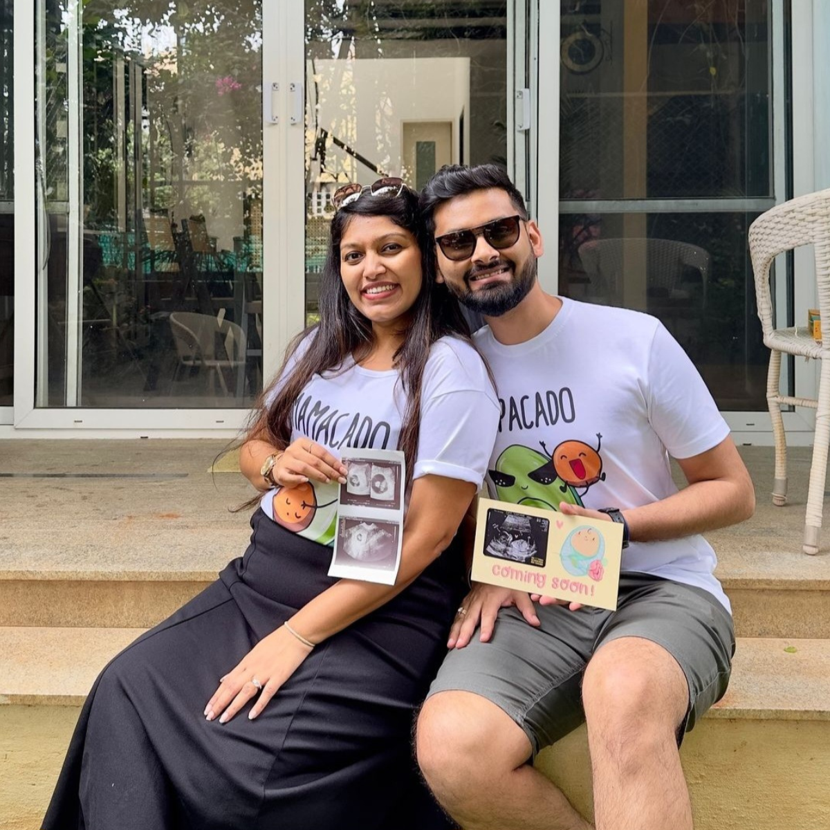 Mamacado and Papacado Baby Announcement Couple T-Shirts