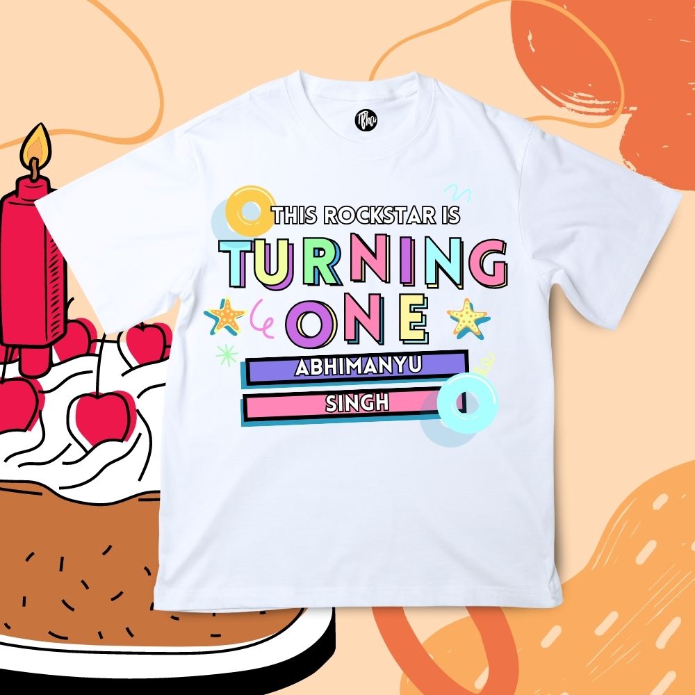 This Rockstar is turning ONE | Party Theme Personalized T-Shirt - T Bhai