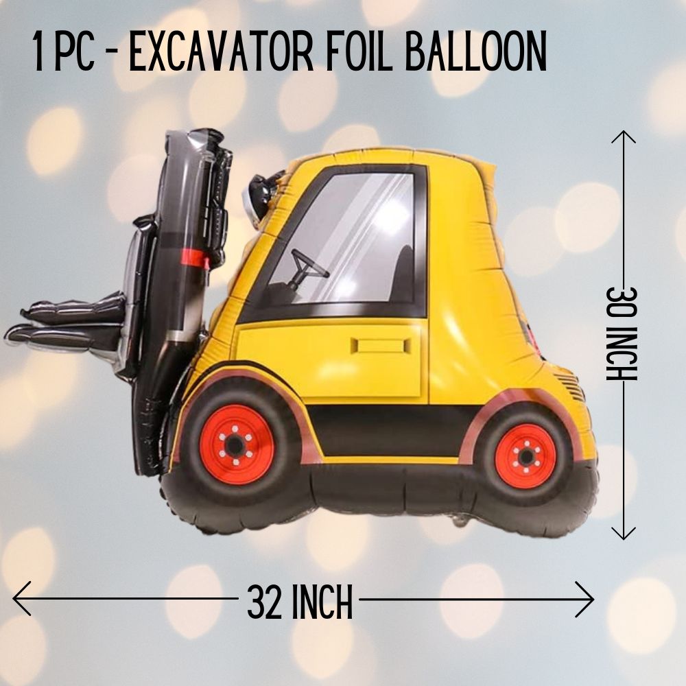 Vehicles/Transportation/Construction Theme Birthday Excavator Foil Balloon Set 5 Pcs - T Bhai