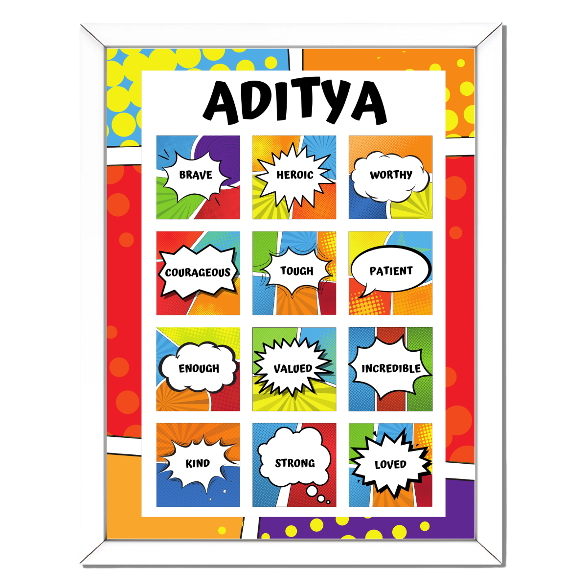 Superhero Themed Positive Affirmations Poster For Kids Room | Ideal Gift for Toddlers