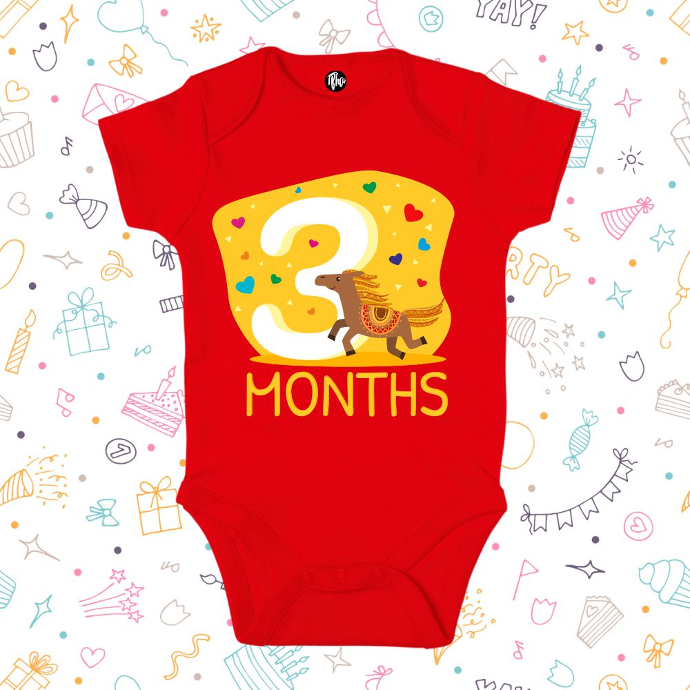 3 Month Old Third Month Birthday Onesie for Babies - T Bhai