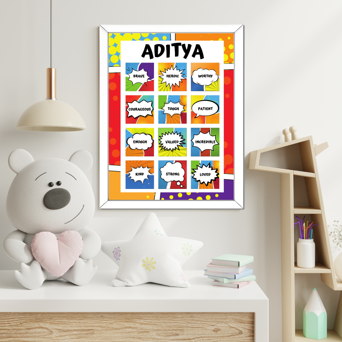 Superhero Themed Positive Affirmations Poster For Kids Room | Ideal Gift for Toddlers