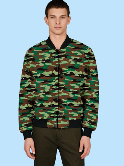 Army Theme Camouflage All Over Printed Bomber Jacket