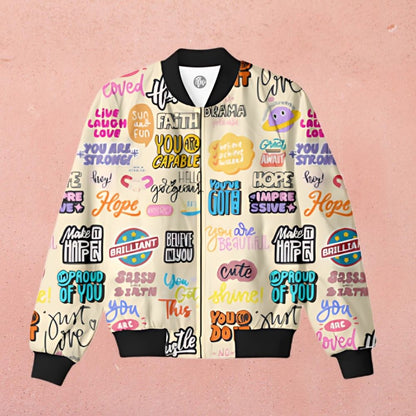 Believe in Yourself All Over Printed Bomber Jacket