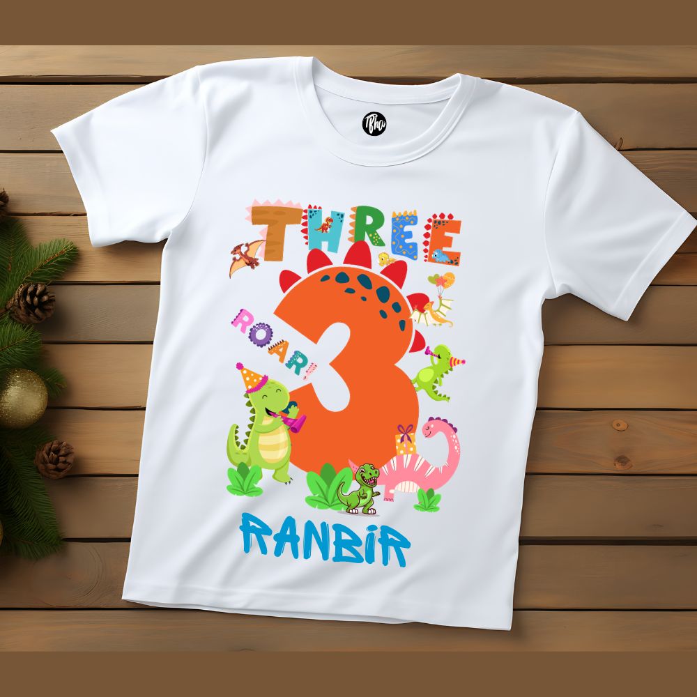 Dino Theme 3rd Birthday T-Shirt - T Bhai