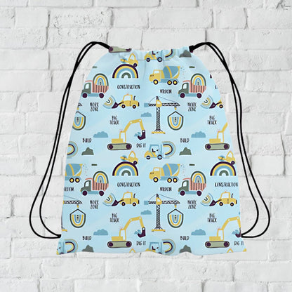 Construction Theme All Over Printed Drawstring Bag | Ideal Birthday Gift & Return Gift