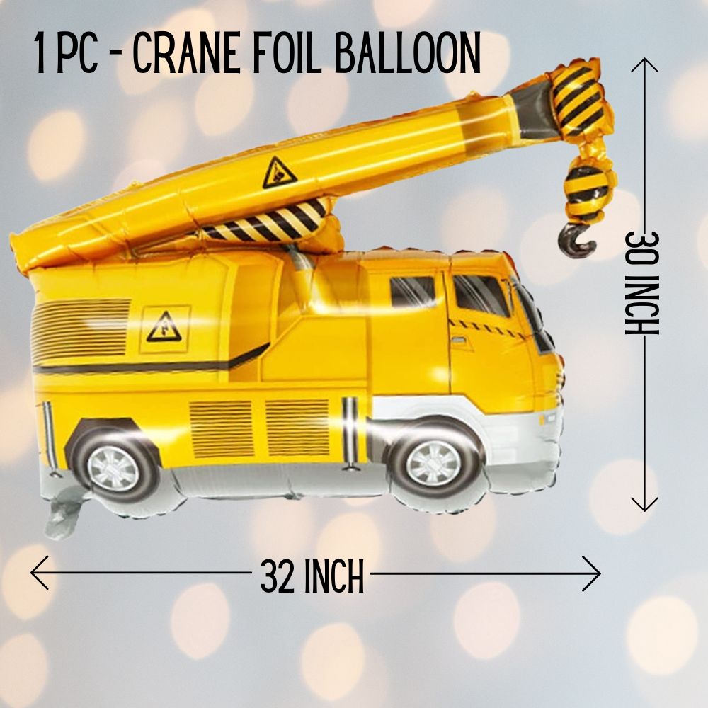 Vehicles/Transportation/Construction Theme Birthday Crane Foil Balloon Set 5 Pcs - T Bhai