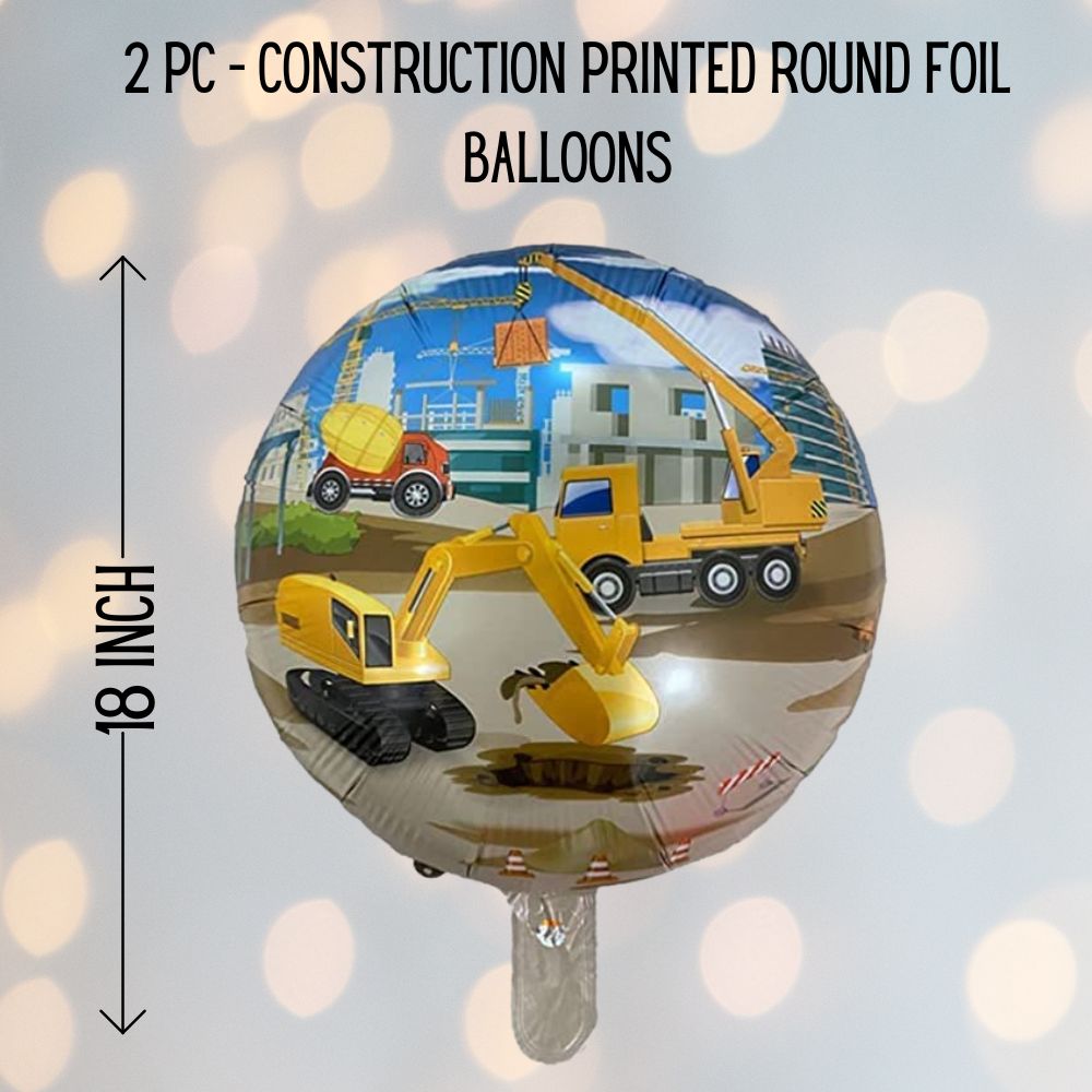Vehicles/Transportation/Construction Theme Birthday Excavator Foil Balloon Set 5 Pcs - T Bhai