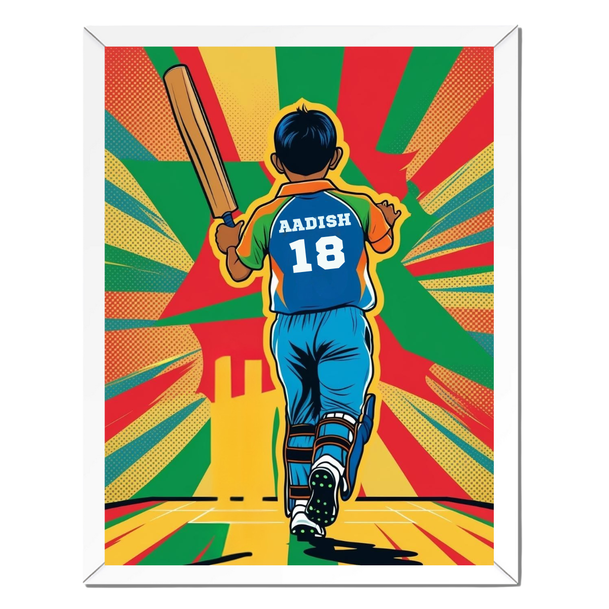 Personalized Cricket Framed Poster | Kids Room Wall Art | Ideal Birthday Gift for Kids