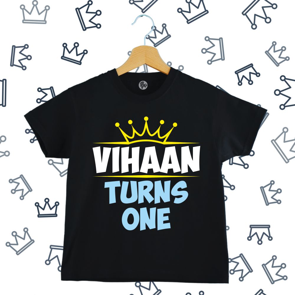 Customized First Birthday T-Shirt With a Crown - T Bhai