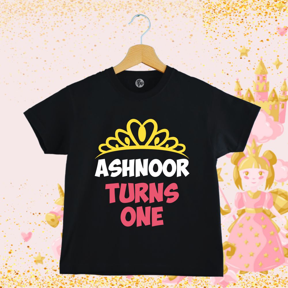 Custom Name Turns One First Birthday T-Shirt for Baby Girl - T Bhai