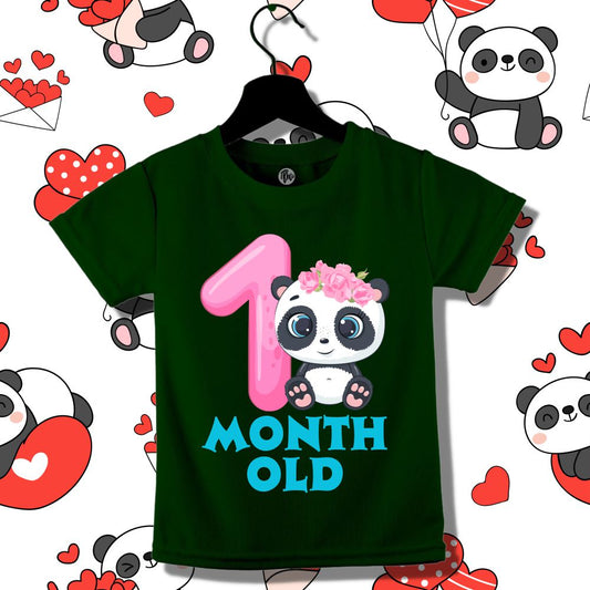 Cute Panda with Birthday Month Number | 0-3 Monthly Birthday T-Shirts - T Bhai