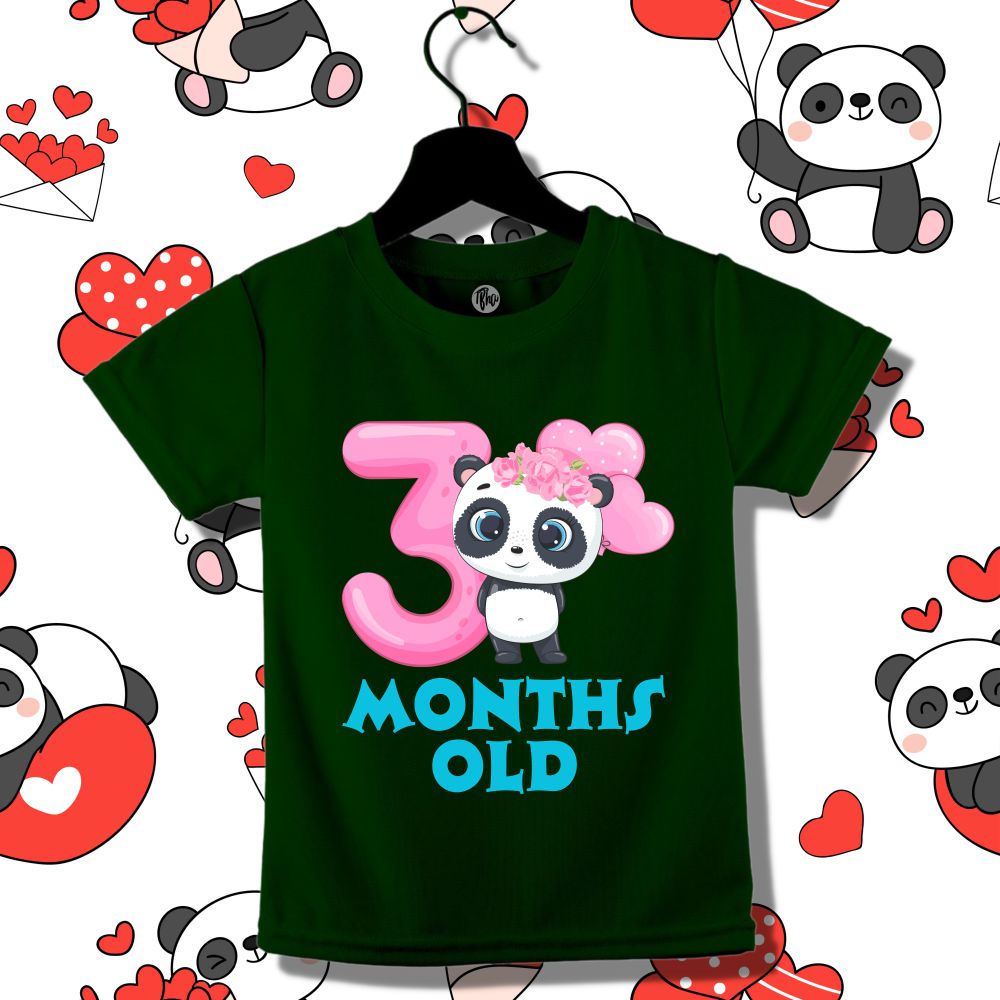 Cute Panda with Birthday Month Number | 0-3 Monthly Birthday T-Shirts - T Bhai