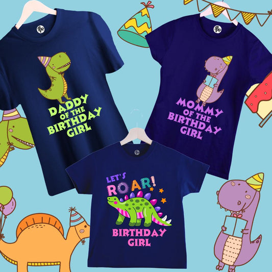 Dino Theme Birthday T-Shirts for Birthday Girl - T Bhai