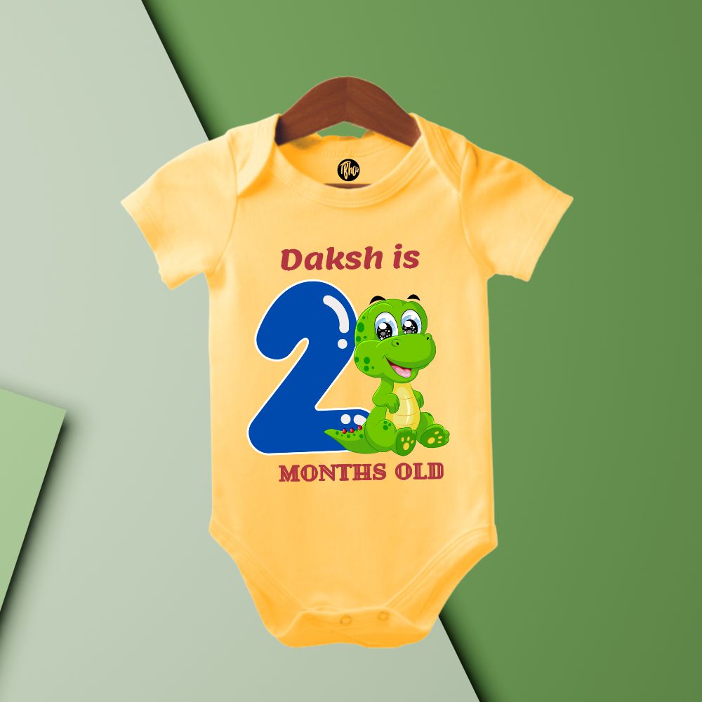 Dino Theme Monthly Personalized Onesies | 0-9 Months - T Bhai