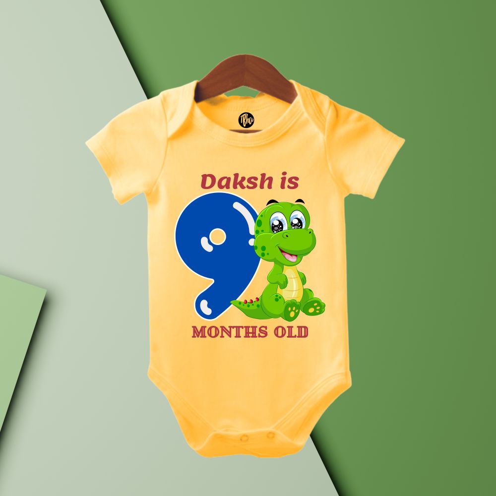 Dino Theme Monthly Personalized Onesies | 0-9 Months - T Bhai