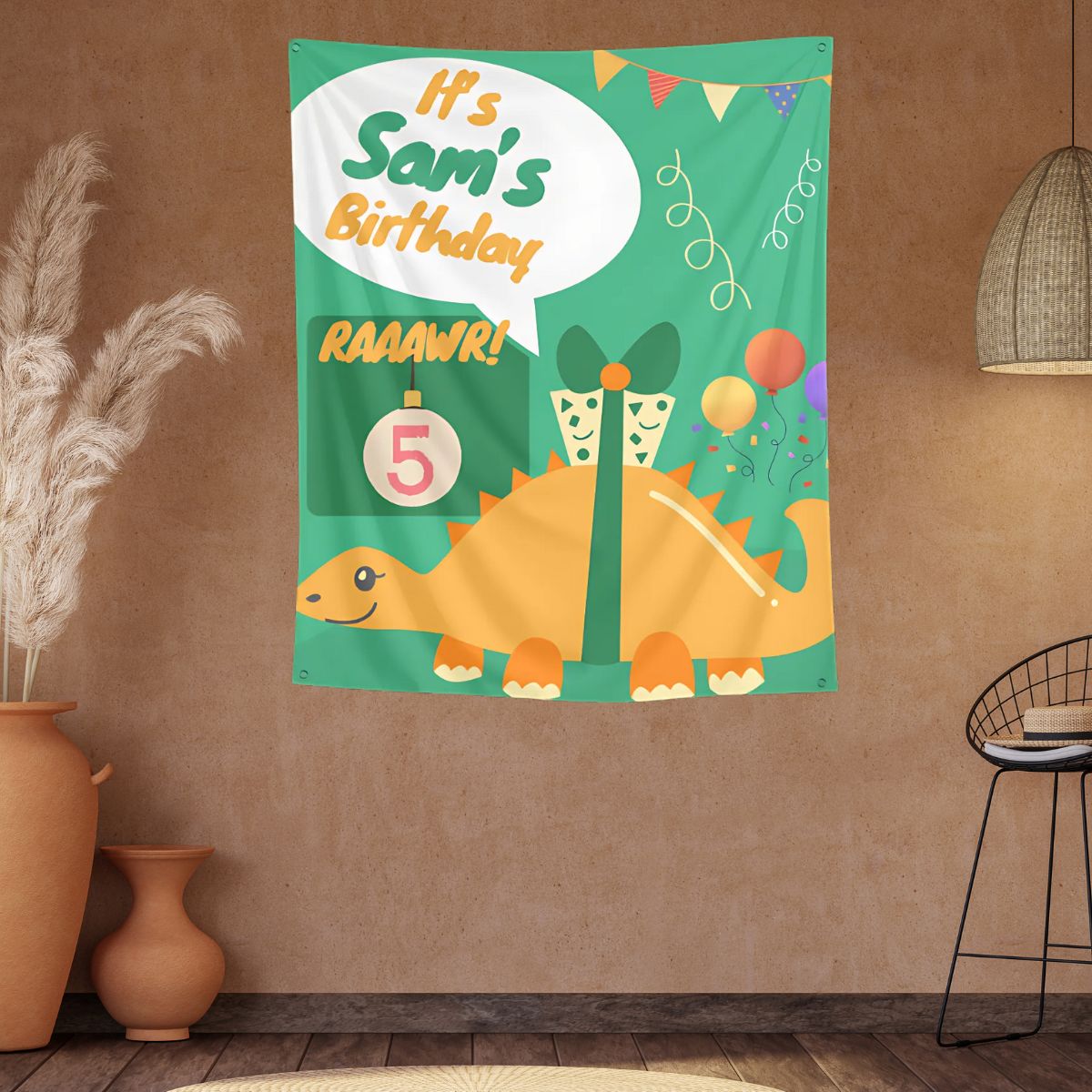 Dino Theme Tapestry for Birthday Party Decoration | Ideal backdrop & Photo Point for Dino Theme Birthday Party