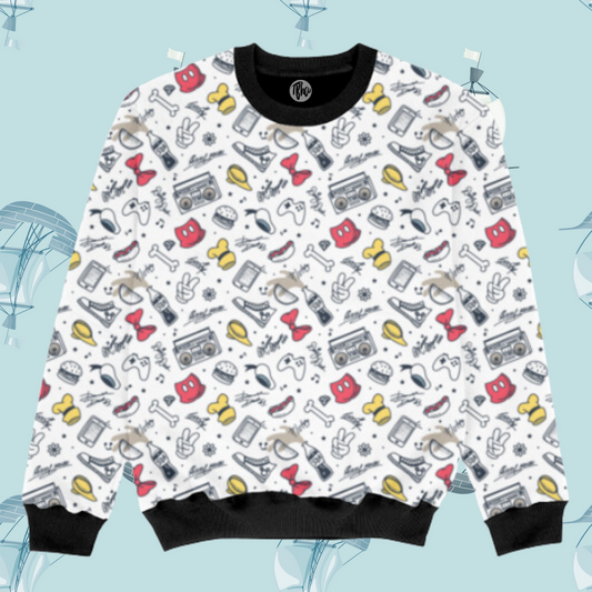 Retro Theme All Over Printed Sweatshirt