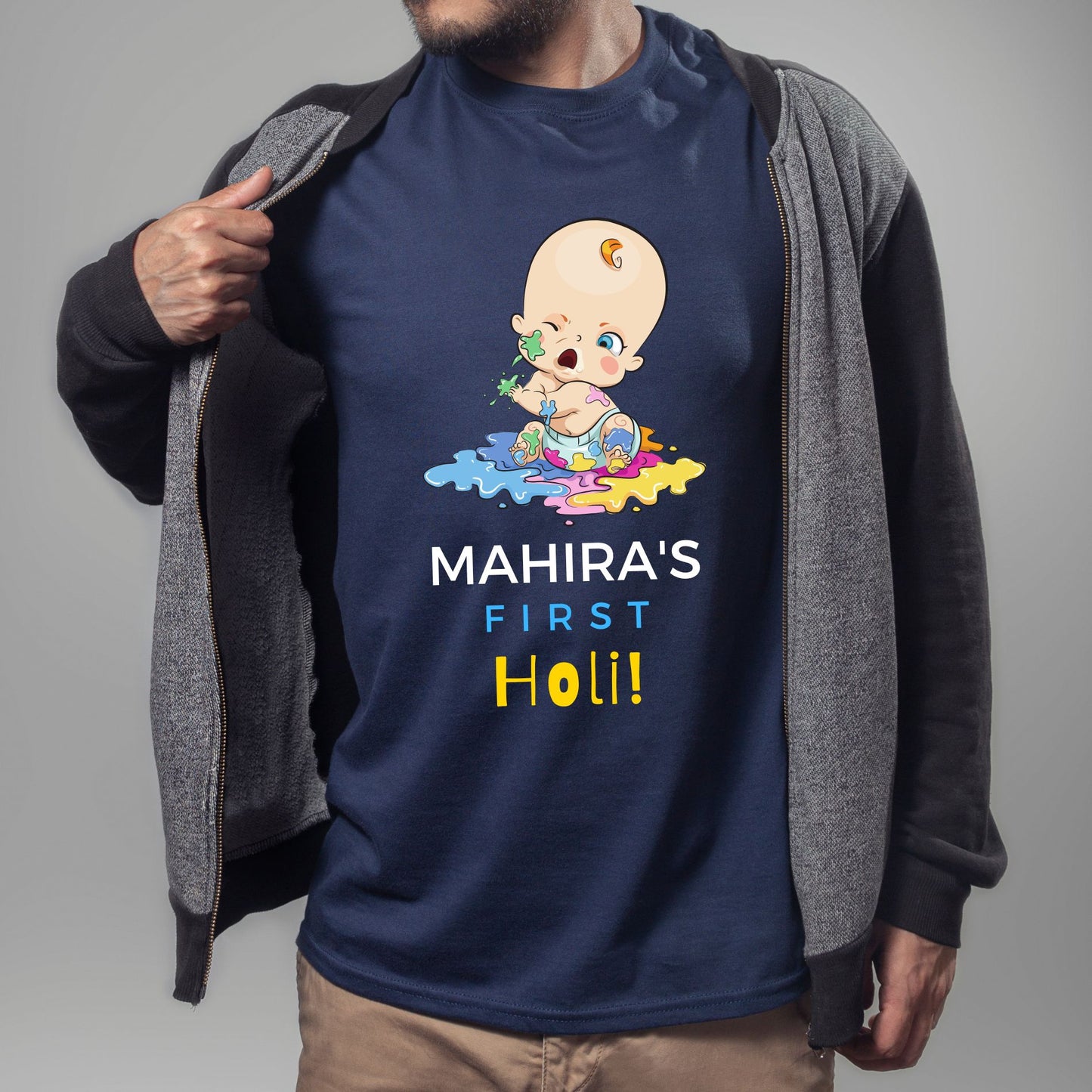 First Holi Personalized T-Shirts for Family