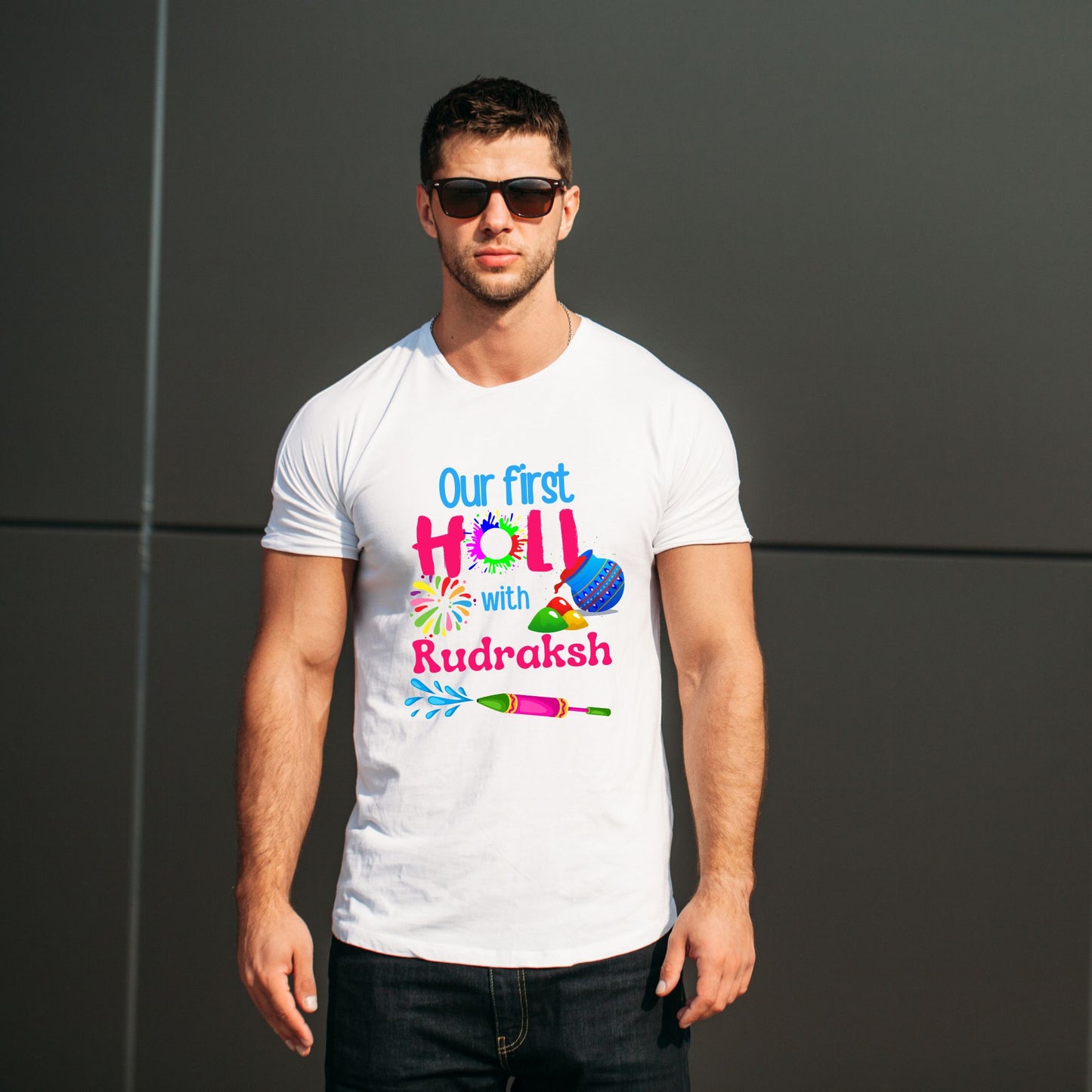 Our First Holi Customized Holi T-Shirts for Family