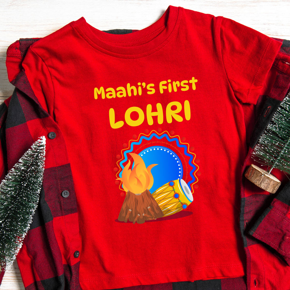 Personalized First Lohri Onesie/ T-Shirt/ Hoodie for Baby Boys & Baby Girls