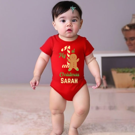 My 1st Christmas Personalized Onesie for Baby Girls and Boys - T Bhai