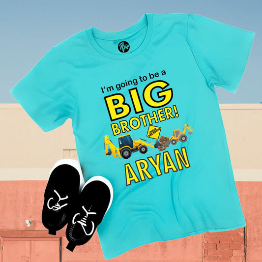 I am going to be a Big Brother Construction Theme Customized Baby Announcement T-Shirt - T Bhai