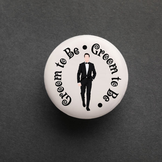 Groom & Team Groom Button Badges | 1 Groom & 4 Team Groom Badges