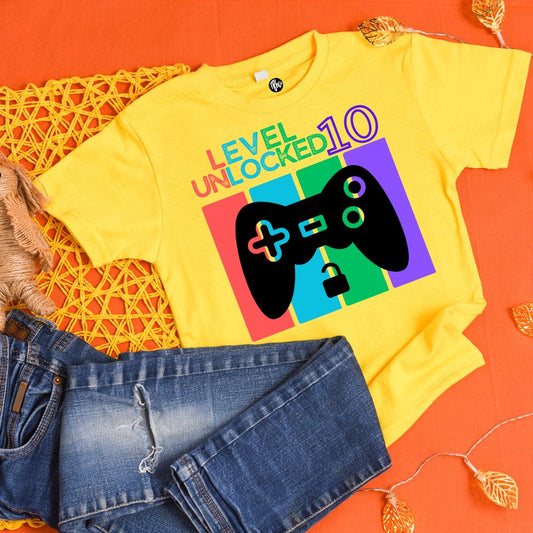 Level 10 Unlocked - 10th Birthday T-Shirt for Kids - T Bhai