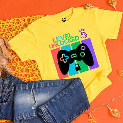 Level 8 Unlocked | 8th Birthday Gaming Theme T-Shirt