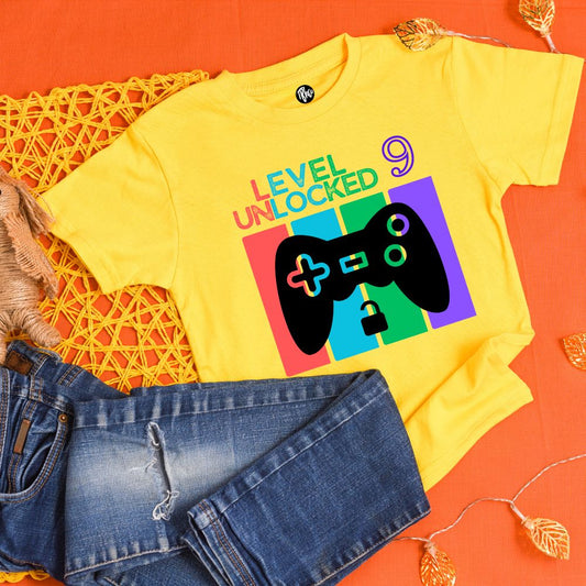 Level 9 Unlocked | 9th Birthday Gaming Theme T-Shirt