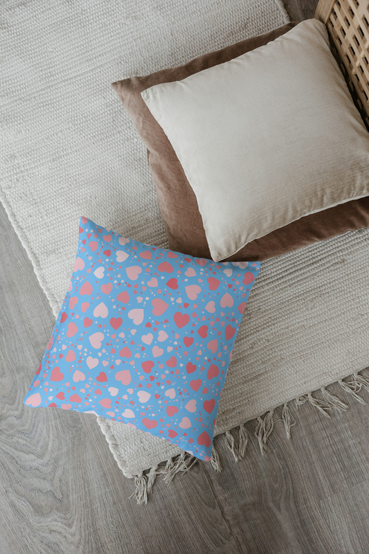 Hearts Pattern All Over Printed Cushion Cover