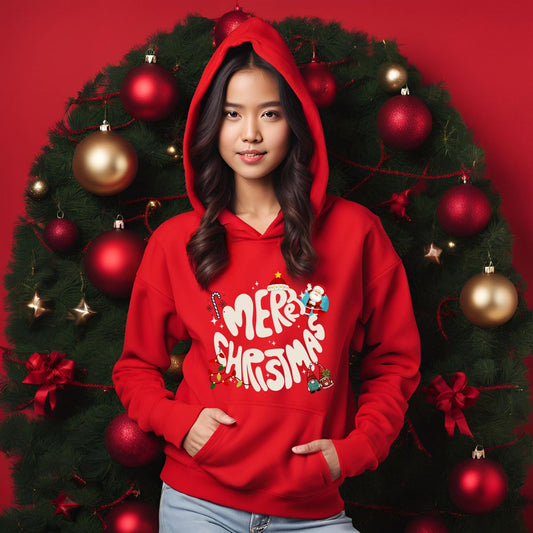 Merry Christmas Unisex Christmas Theme Hoodies for Kids and Adults