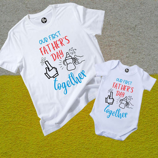 Our First Father's Day Together Combo T-Shirts for Father & Son and Father & Daughter