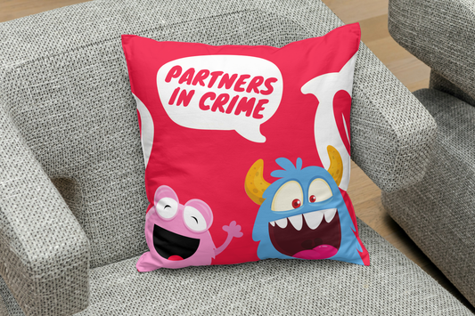 Partners in Crime All Over Printed Cushion Cover