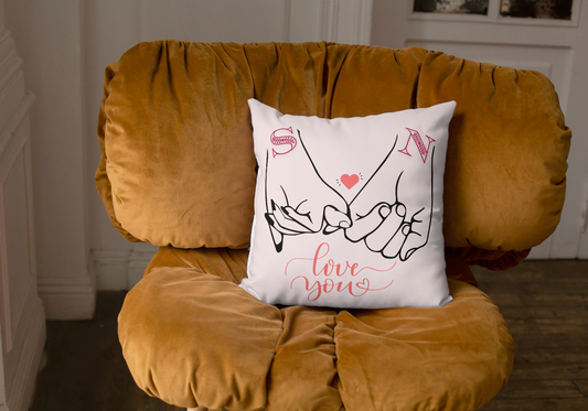 Personalized Name Initials Love You Cushion Cover