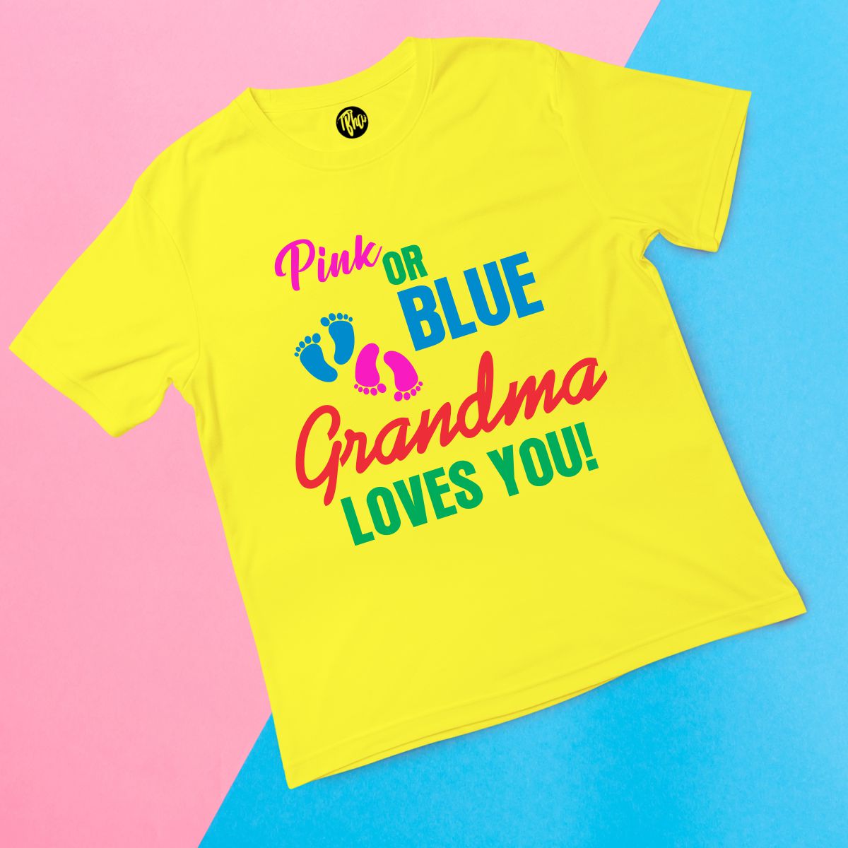 Pink or Blue Grandma Grandpa Customized Text Based Baby Announcement Gift T-Shirts