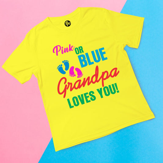 Pink or Blue Grandma Grandpa Customized Text Based Baby Announcement Gift T-Shirts